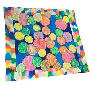 Vintage Silkscapes handpainted silk scarf with citrus fruits